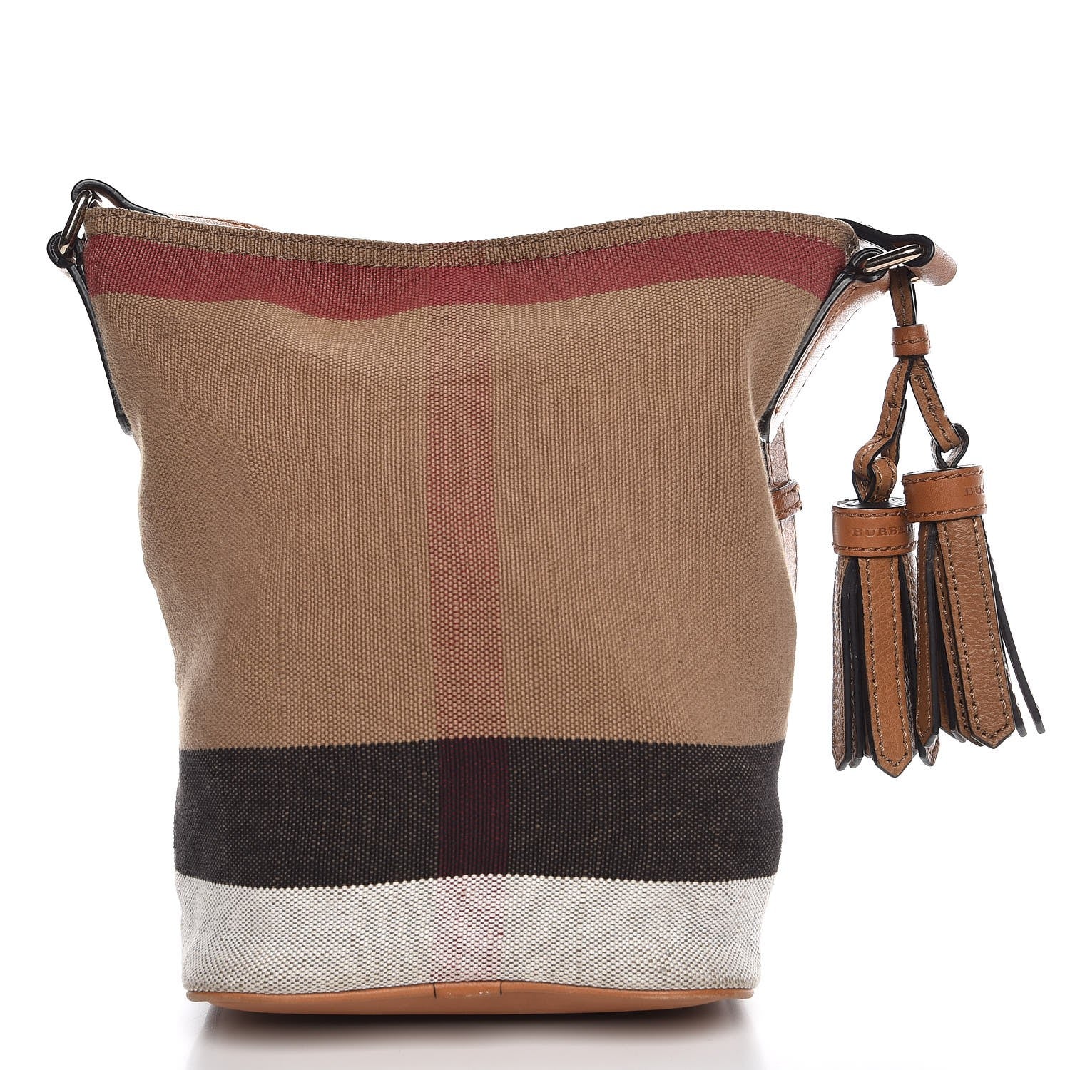 Burberry Canvas Mega Check Mini Ashby Tassel Crossbody Saddle Brown 1 of 11