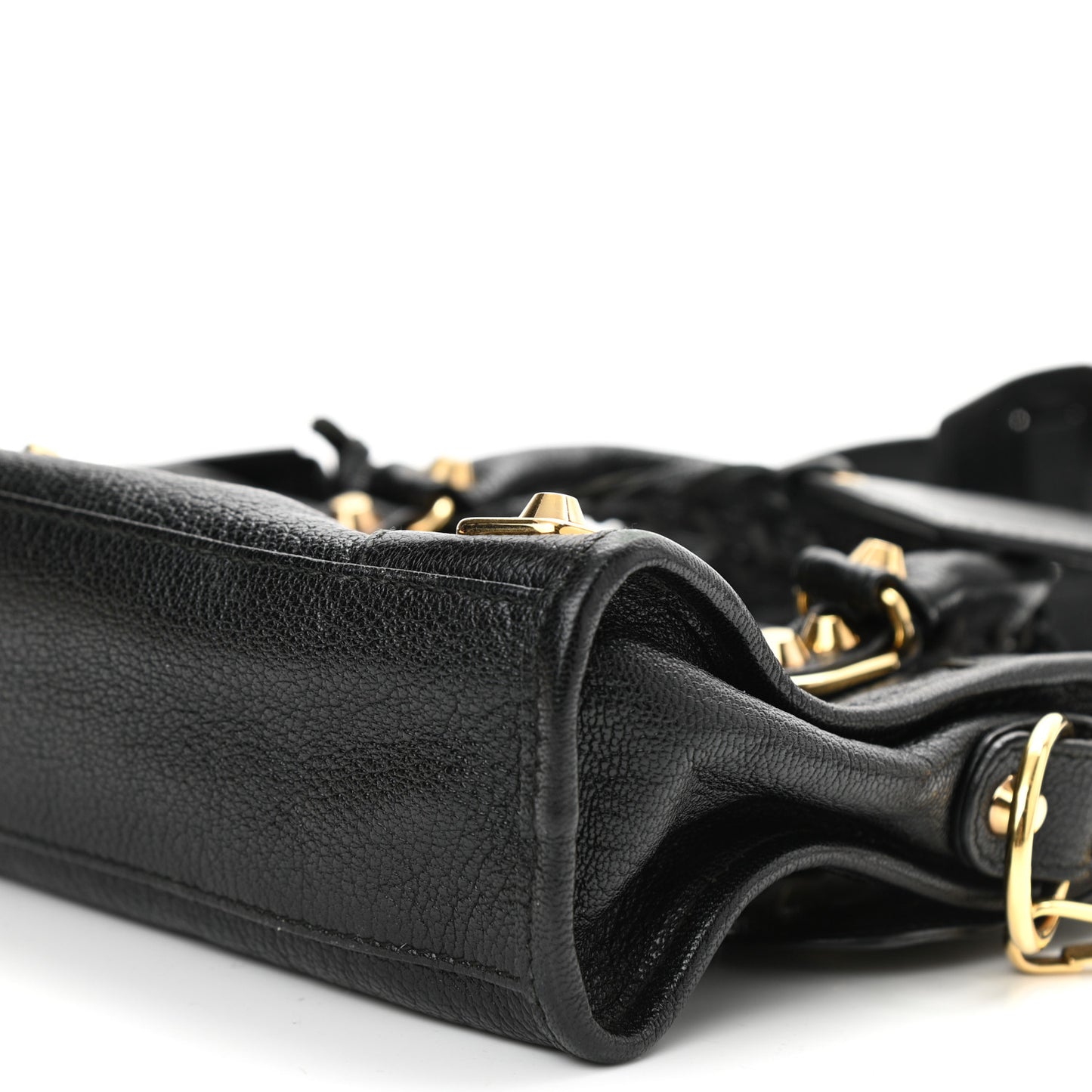 Chevre Gold Metallic Edge Hardware Mini City Black