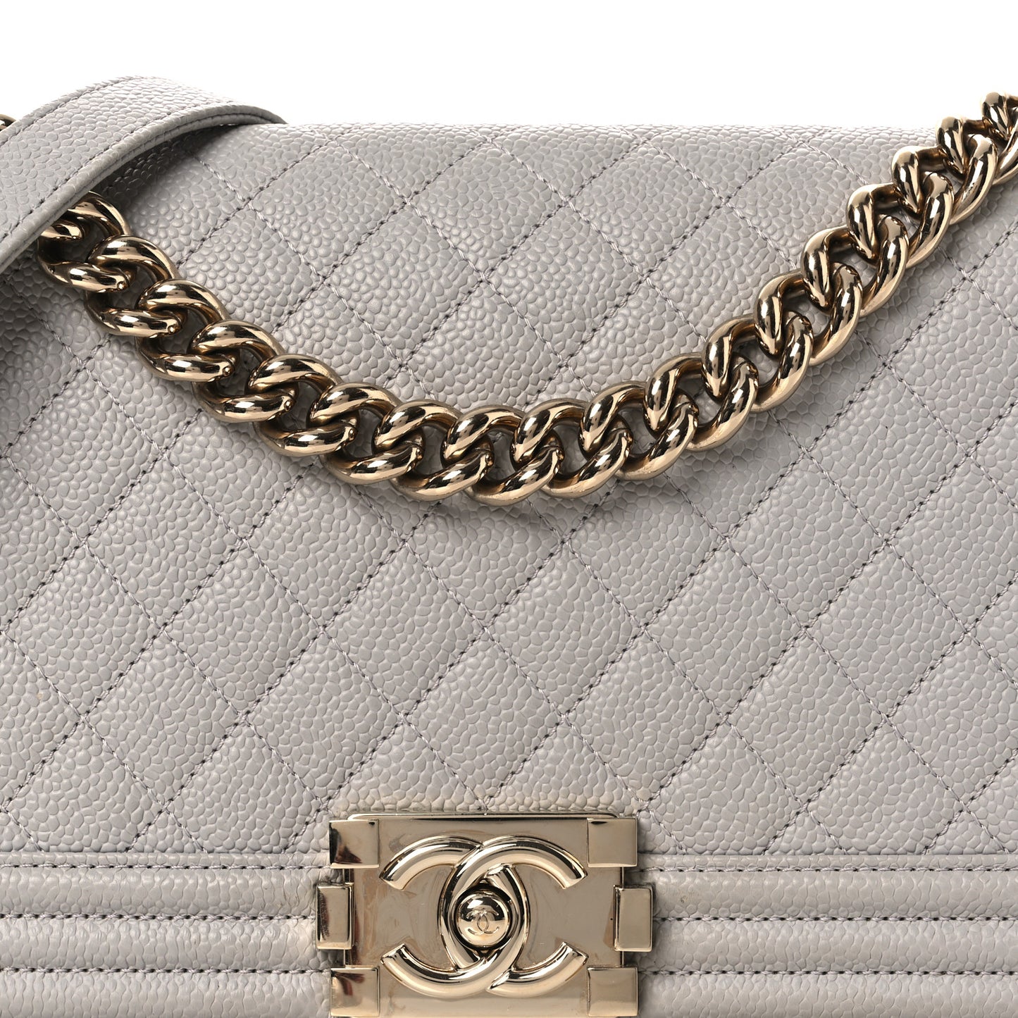 Caviar Quilted Medium Boy Flap Grey
