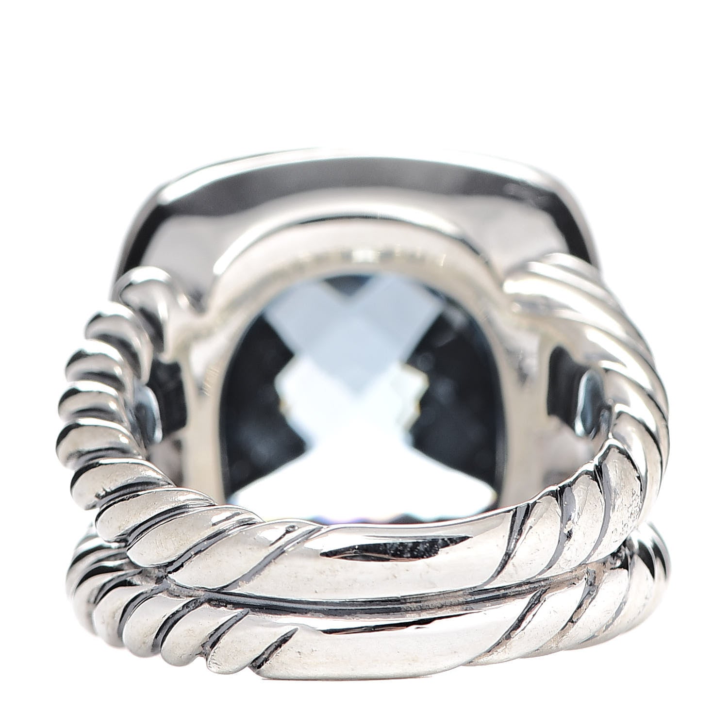 David Yurman Sterling Silver Diamond Blue Topaz 14mm Albion Ring 53 6.25 4 of 5