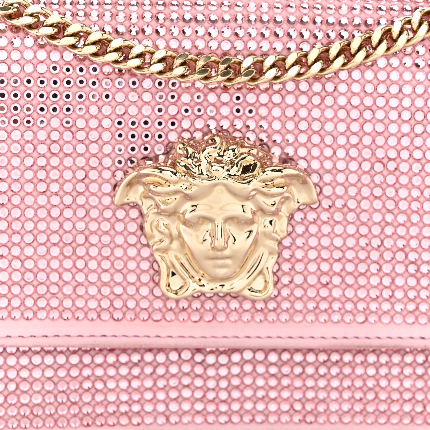 Versace Vitello Crystal Palazzo Evening Bag Pink 7 of 10