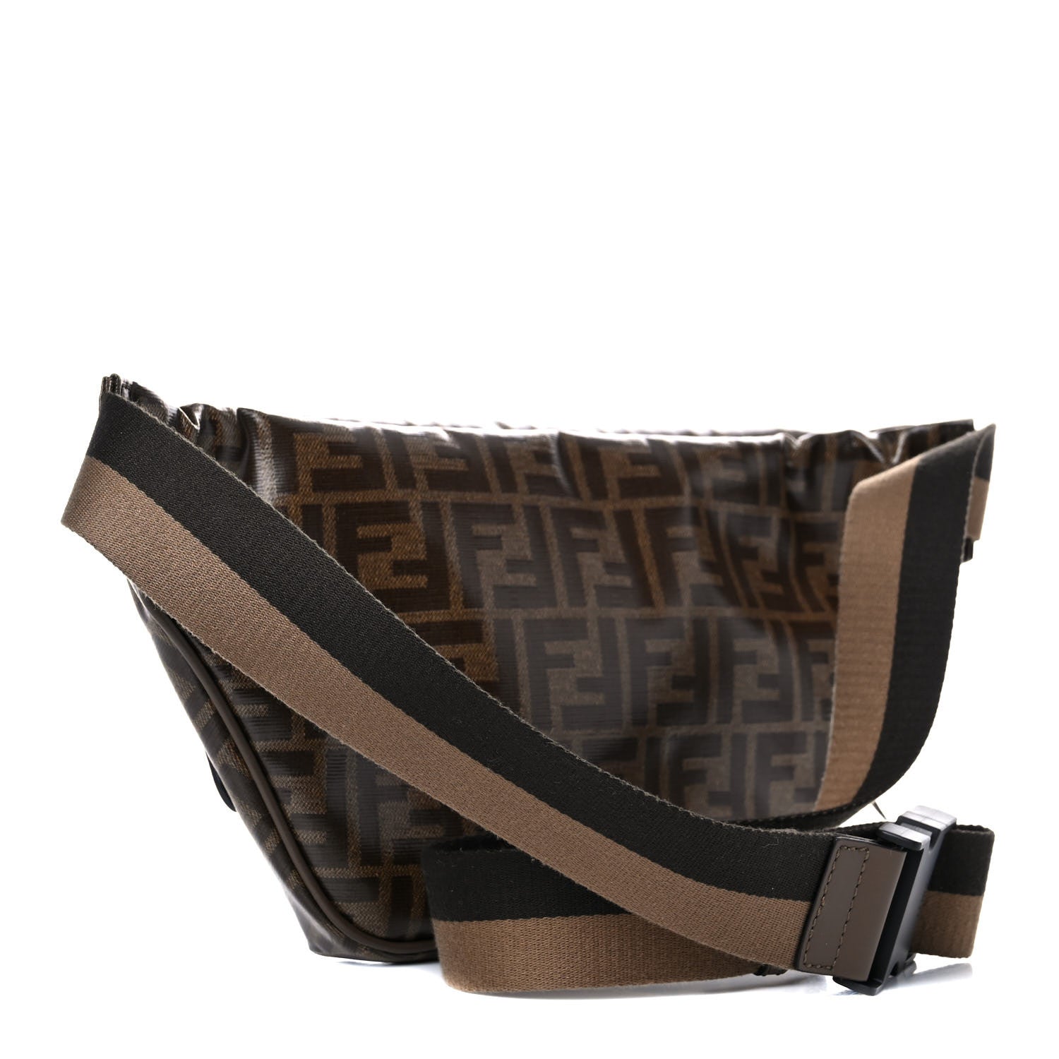 Fendi X FILA Glazed Fabric Vitello Century FF 1974 Mania Belt Bag Mogano Panna Blueberry 3 of 14