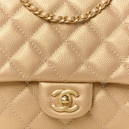 Chanel Metallic Caviar Quilted Clutch With Chain Flap Gold 9 of 12