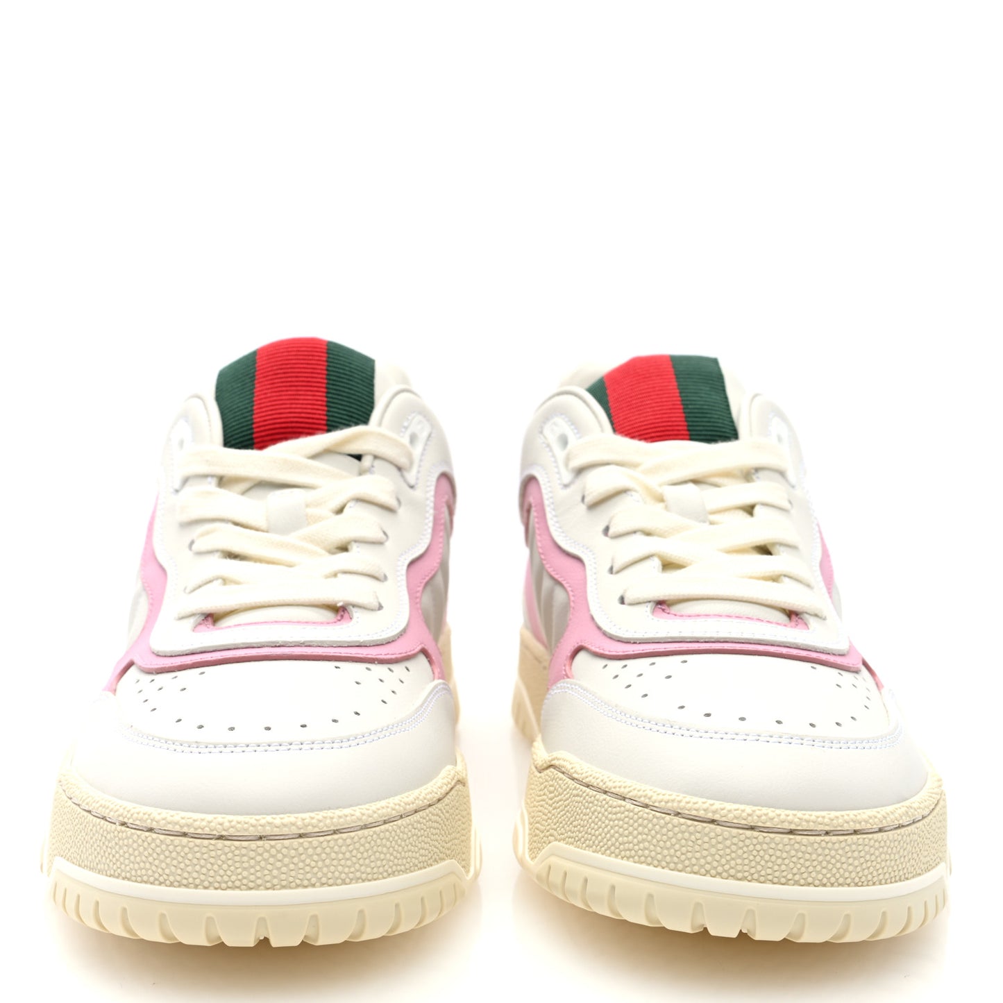 Calfskin Womens Re-Web Sneakers 39.5 White Pink