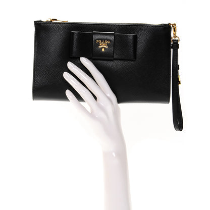 Prada Saffiano Bow Wristlet Nero Black 2 of 6