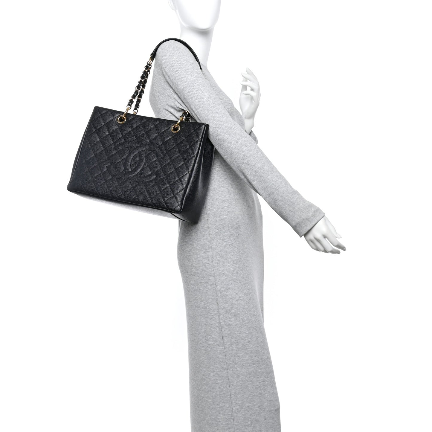 Caviar Quilted Grand Shopping Tote GST Black