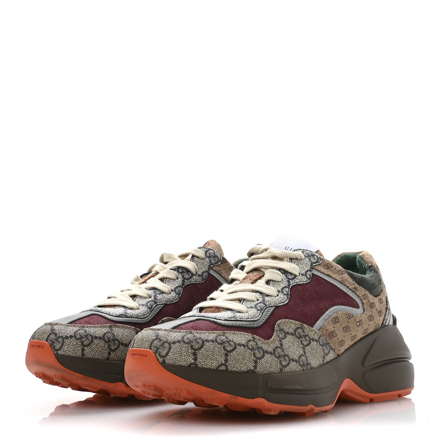 GG Supreme Monogram Mix Monogram Womens Rhyton Sneakers 40.5 Bordeaux Beige Ebony
