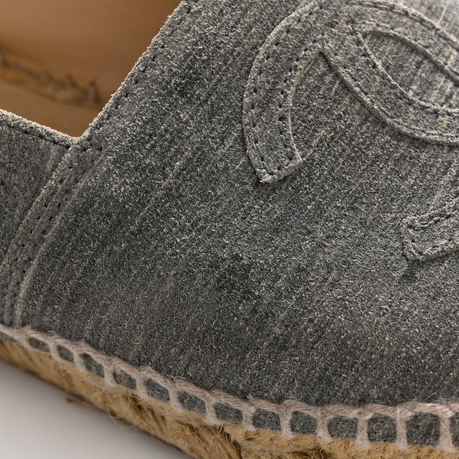 Chanel Striated Suede Espadrilles 37 Dark Grey 11 of 12