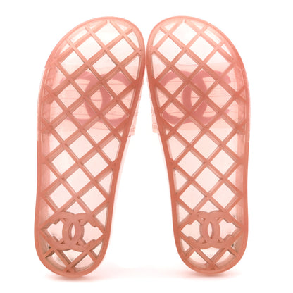 Chanel PVC Transparent CC Flat Slide Sandals 39 Pink 6 of 8