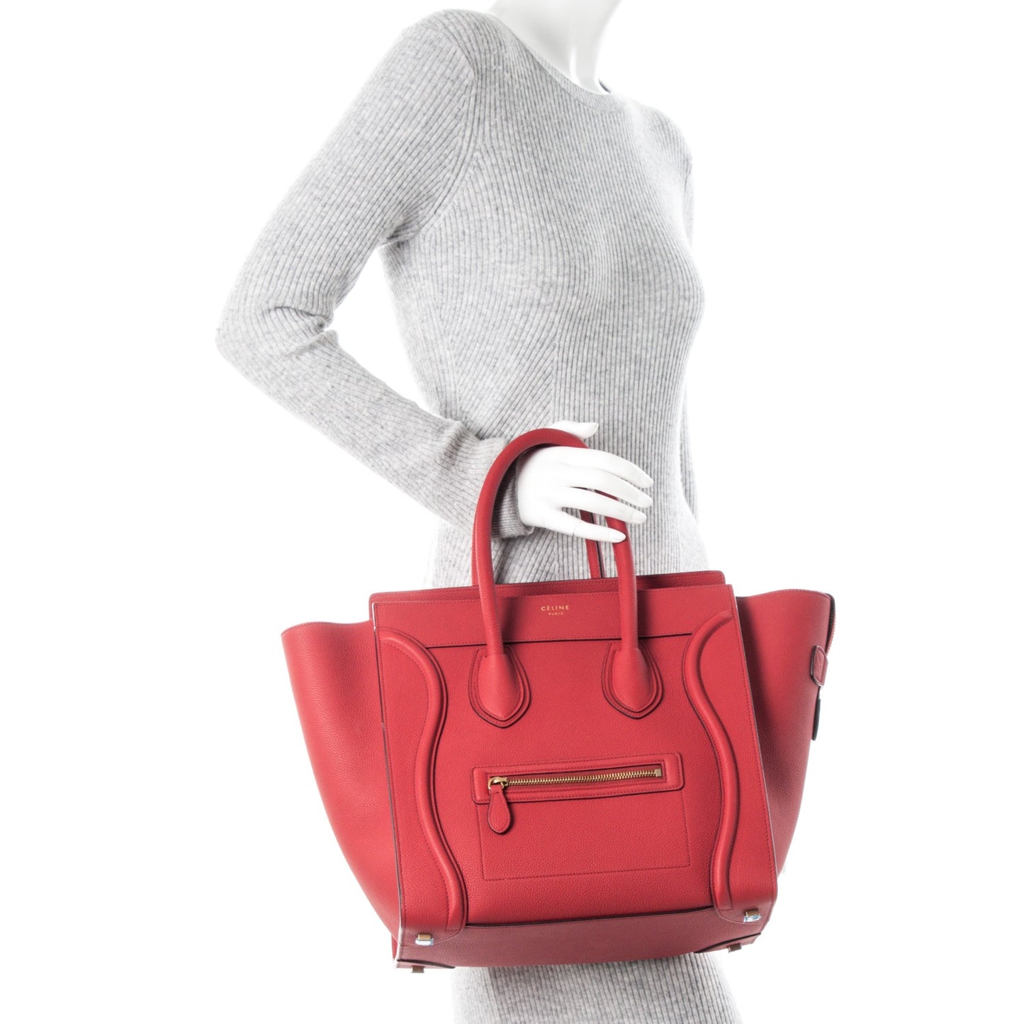 Baby Drummed Calfskin Mini Luggage Red