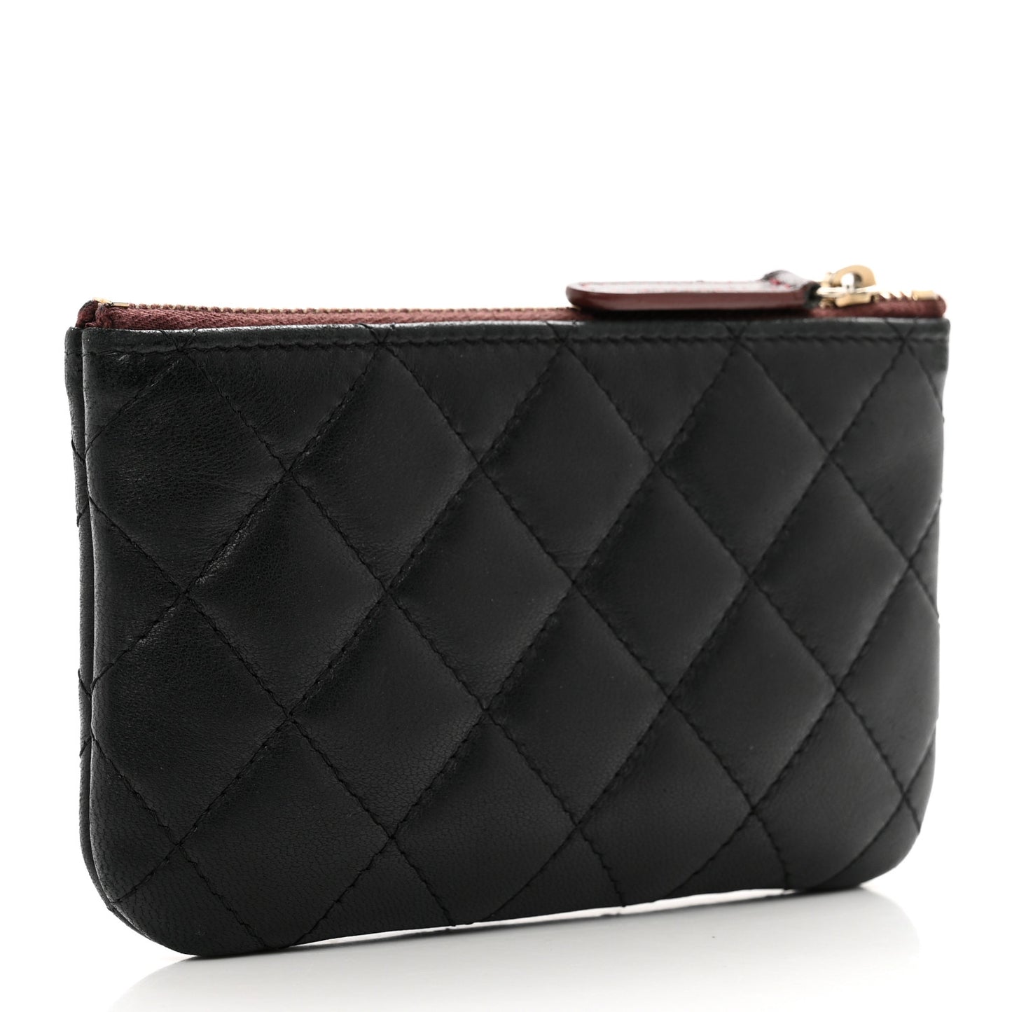 Lambskin Quilted Small Cosmetic Case Black