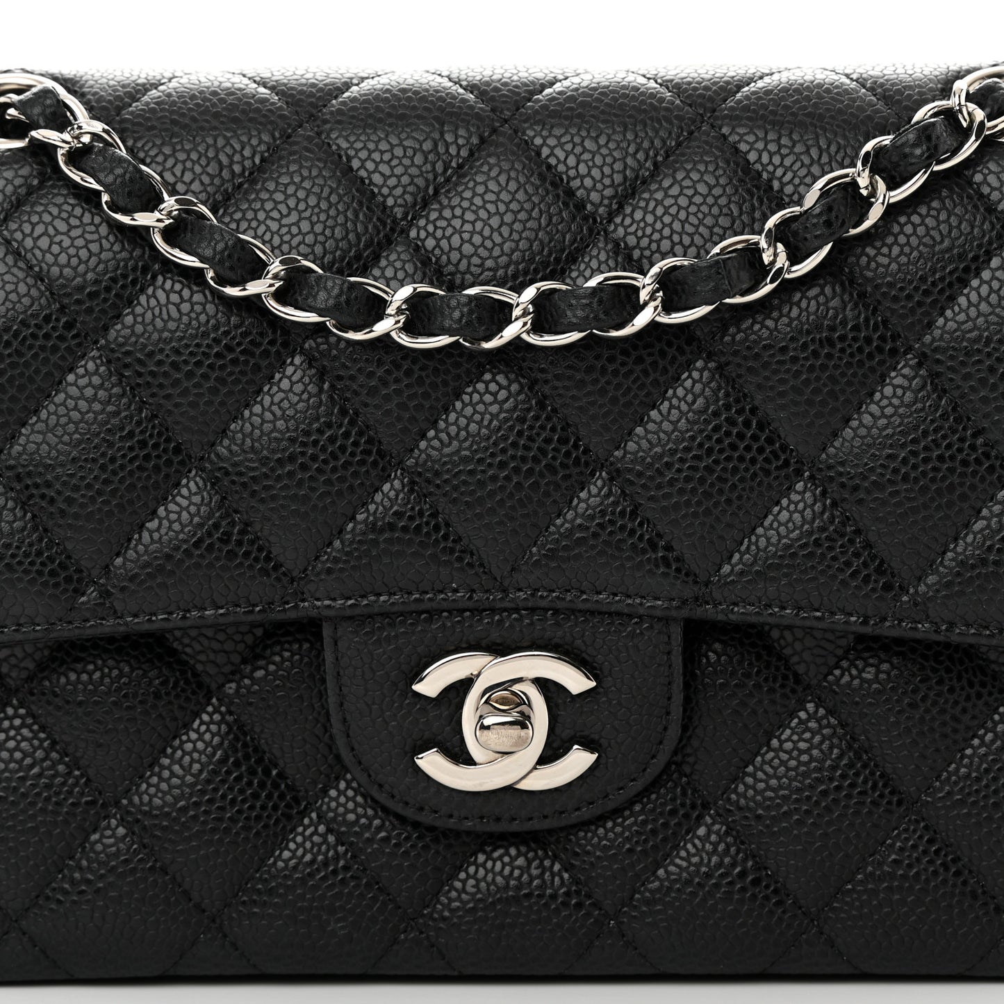 Caviar Quilted Small Double Flap Black