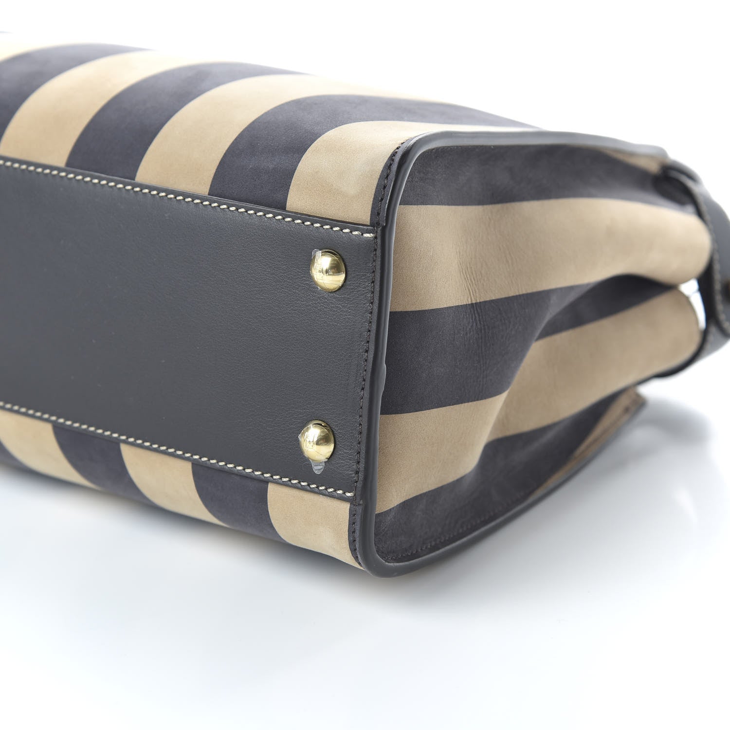Fendi Vitello Nabuk Seta Pequin Medium Peekaboo Iconic Satchel Tobacco Moro Ebano 7 of 10
