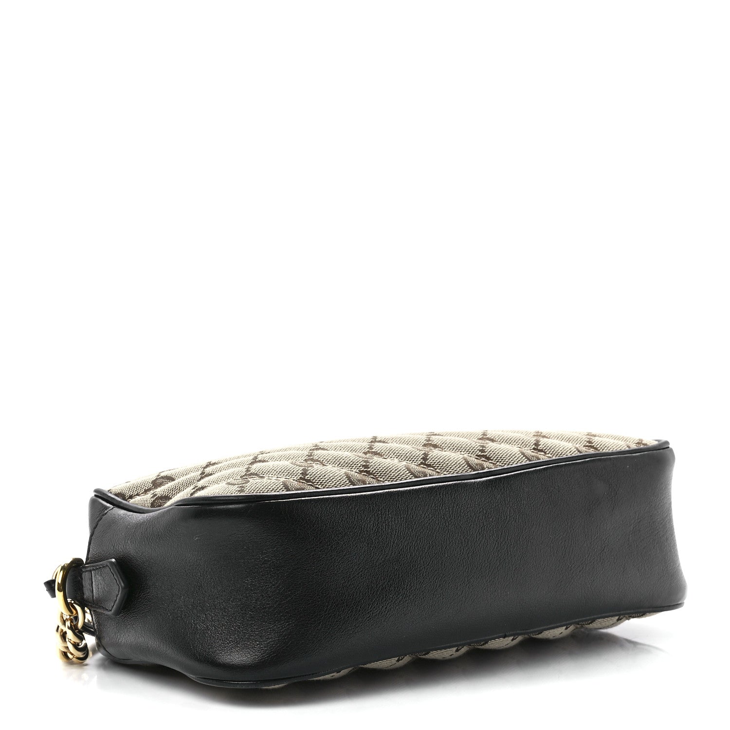 Gucci Monogram Matelasse Diagonal Small GG Marmont Chain Shoulder Bag Beige Black 4 of 12