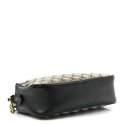 Gucci Monogram Matelasse Diagonal Small GG Marmont Chain Shoulder Bag Beige Black 4 of 12