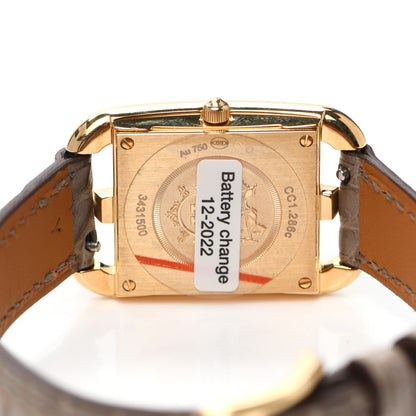 Hermes 18K Yellow Gold Alligator Diamond Mother of Pearl 23mm Cape Cod Quartz Watch Gris Elephant 4 of 5
