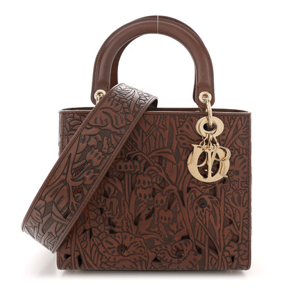 Christian Dior Calfskin Laser Cut Medium Lady Dior Brown 1 of 11