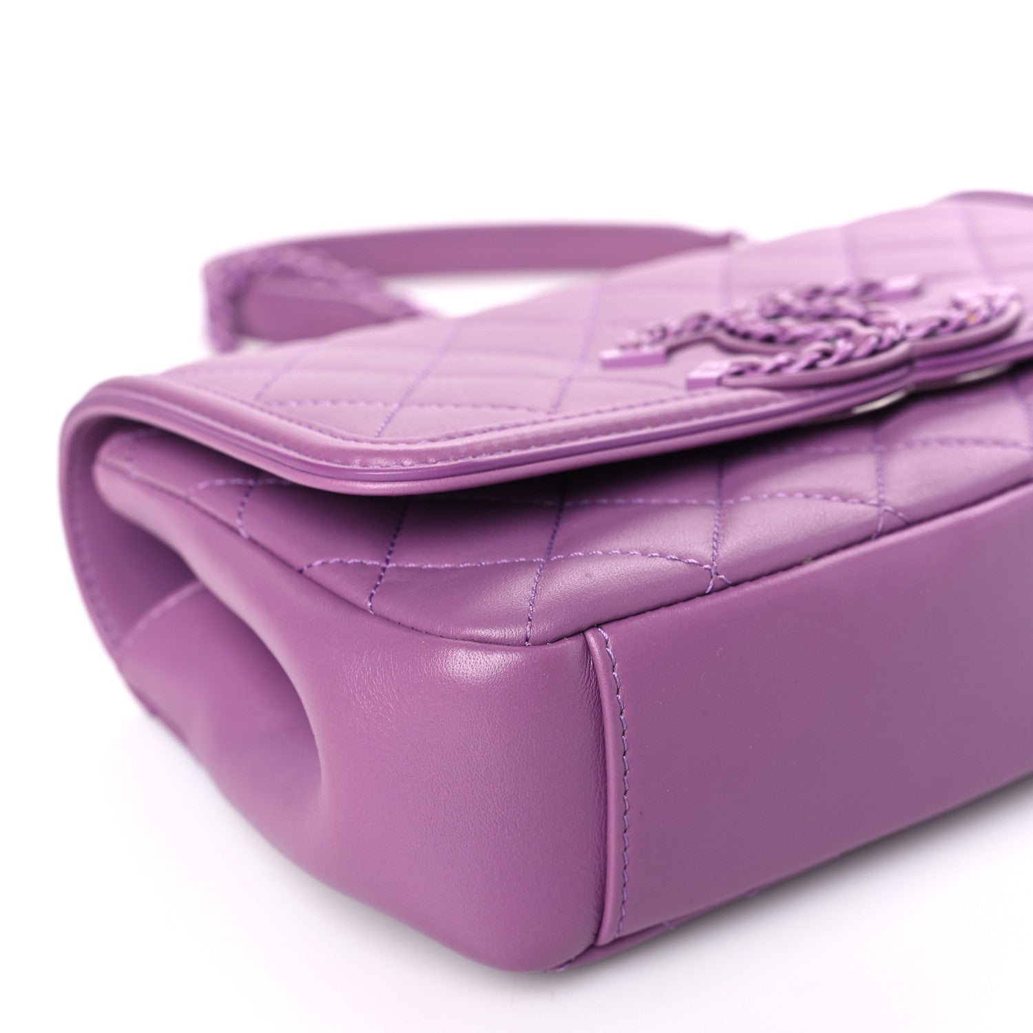 Chanel Lambskin Quilted Small CC Filigree Flap Purple 8 of 9