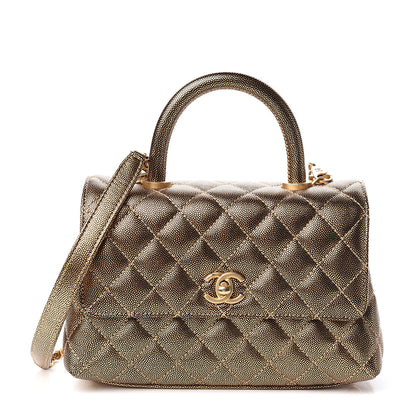 Chanel Metallic Caviar Quilted Mini Coco Handle Flap Gold 1 of 10