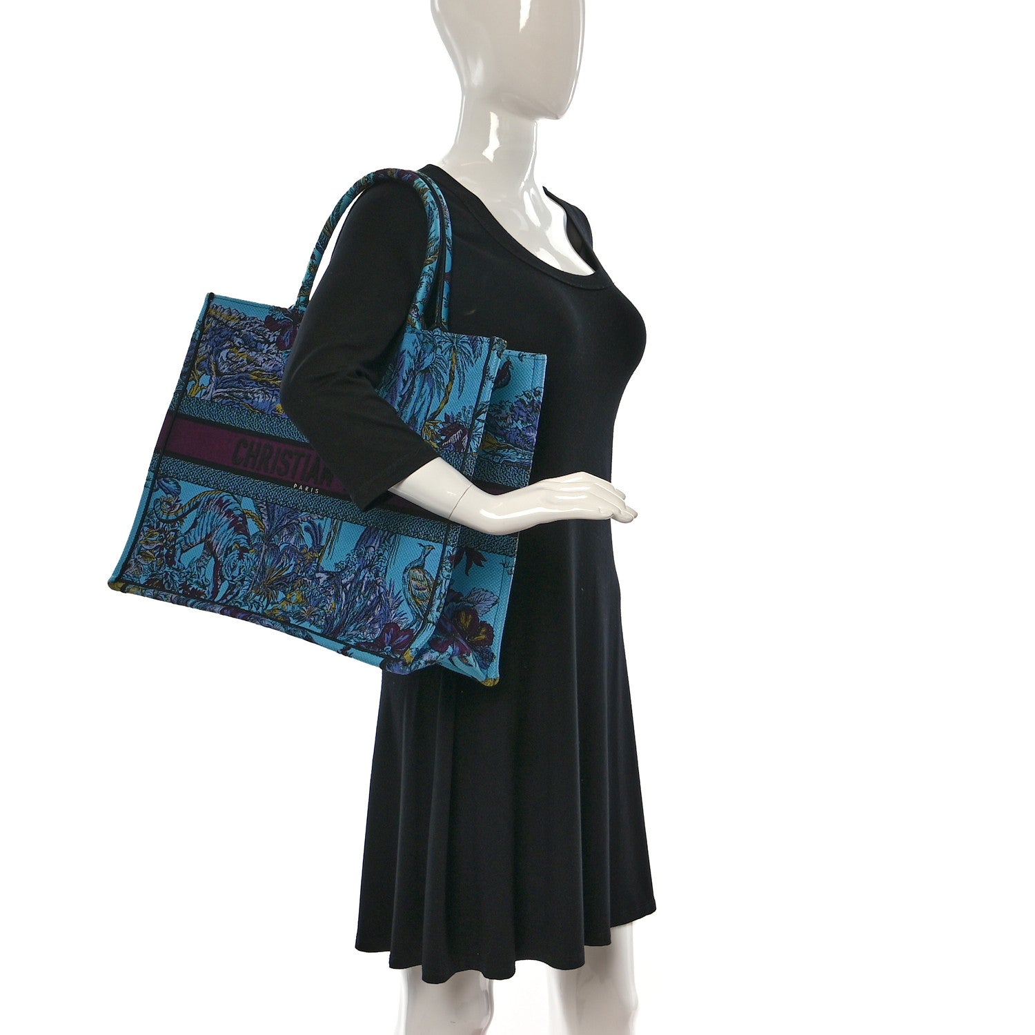 Christian Dior Canvas Embroidered Large Toile de Jouy Voyage Book Tote Celestial Blue 2 of 11