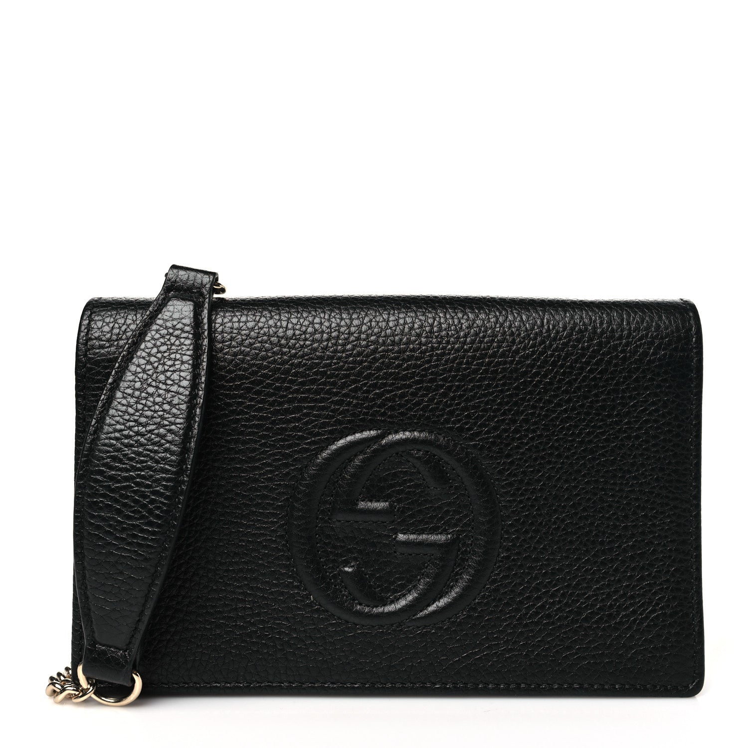 Gucci Pebbled Calfskin Soho Wallet On Chain Black 1 of 9