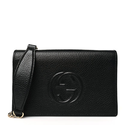 Gucci Pebbled Calfskin Soho Wallet On Chain Black 1 of 9
