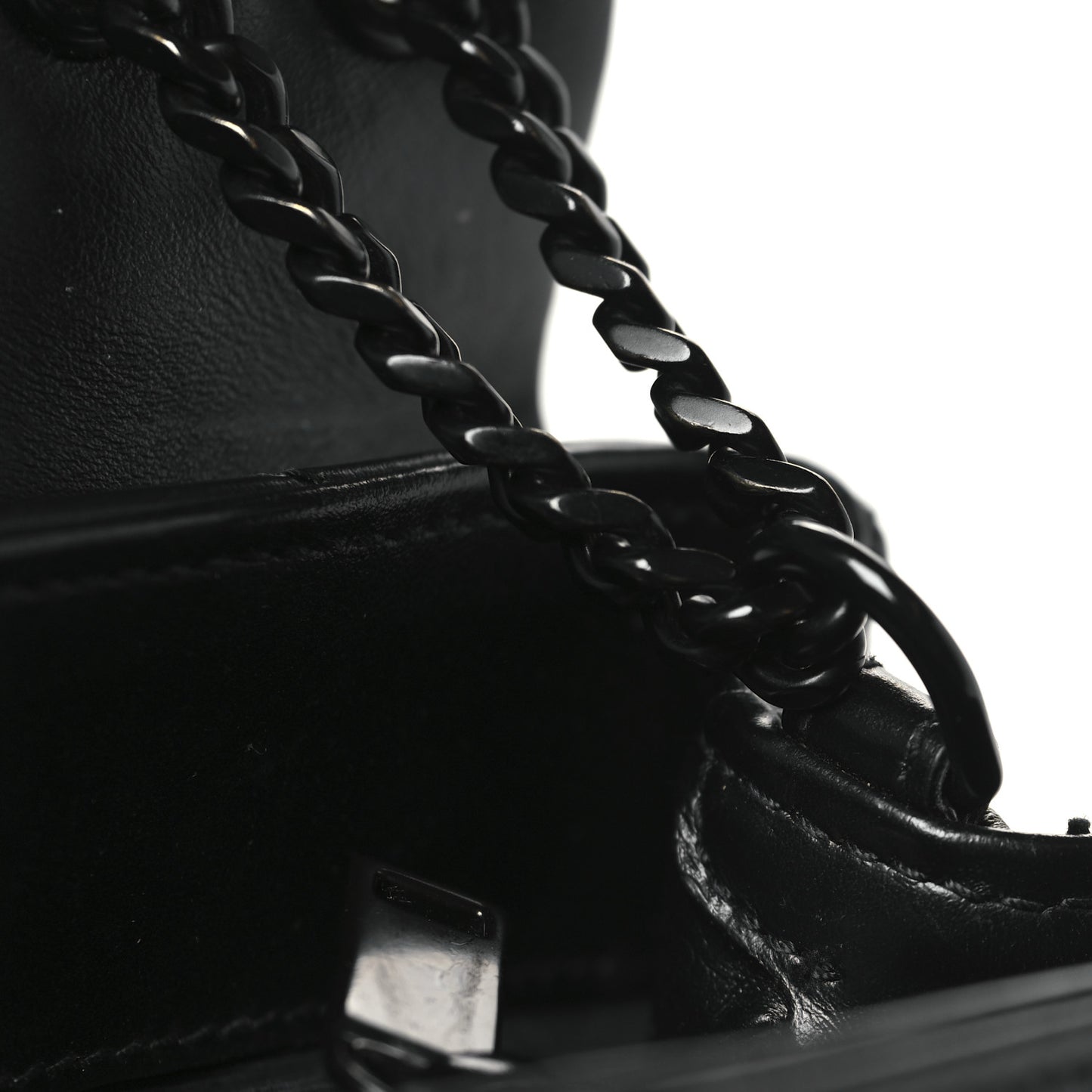 Calfskin Y Quilted Monogram Monochrome Small Loulou Chain Satchel Black