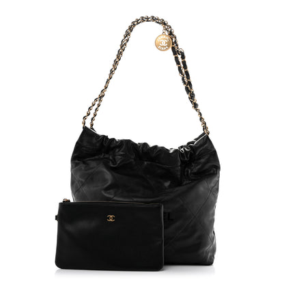Chanel Shiny Caviar Quilted Monochrome Small Chanel 22 Black 3 of 12