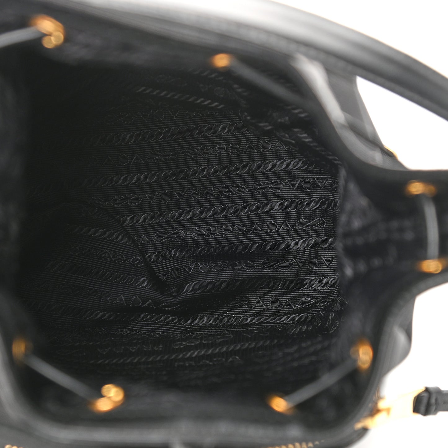 Saffiano Tessuto Nylon Mini Bucket Crossbody Bag Black