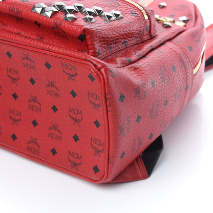 MCM Visetos Studded Medium Stark M Backpack Red 6 of 10