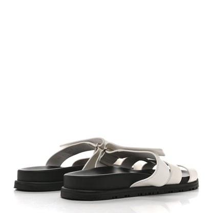 Hermes Calfskin Womens Chypre Sandals 37.5 White 5 of 9