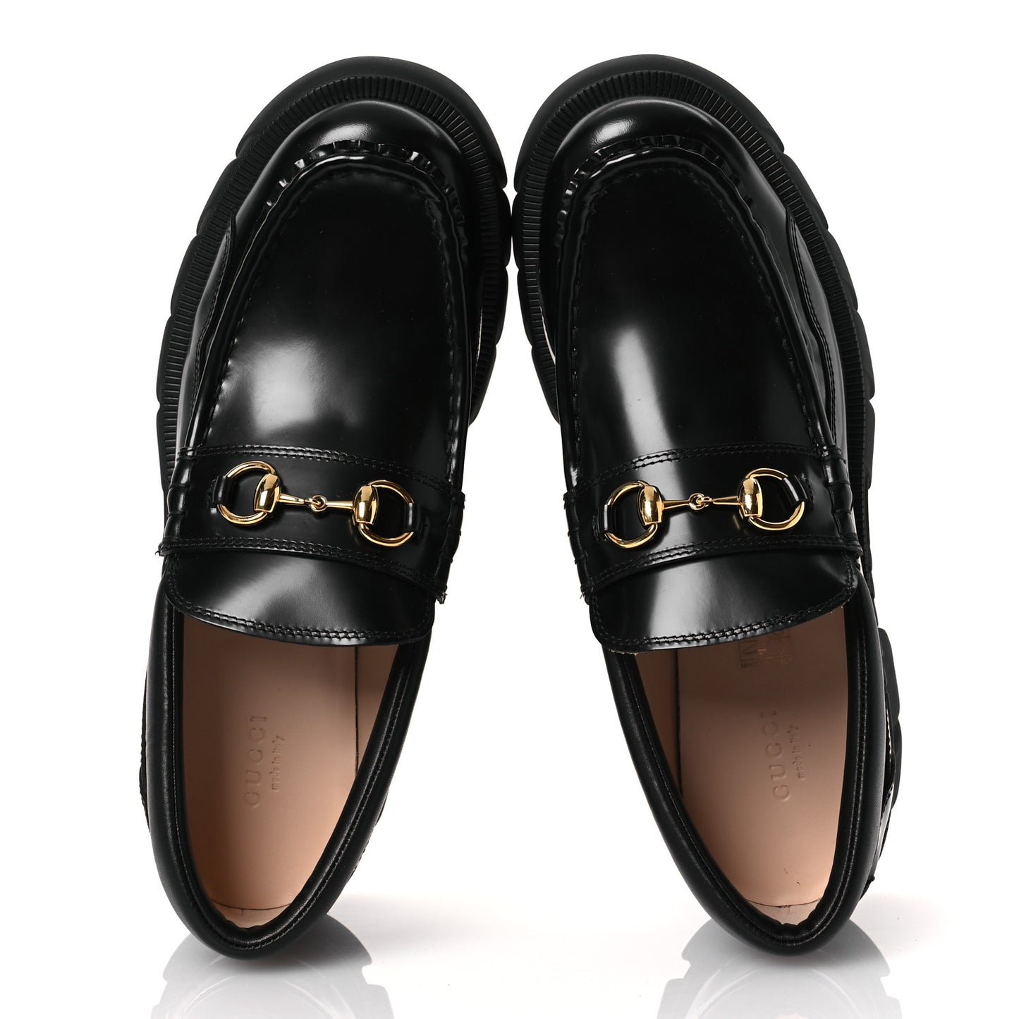 Magnum Calfskin Nappa Samoa Womens Horsebit Platform Chunky Lug Sole 40mm Loafers 41 Black