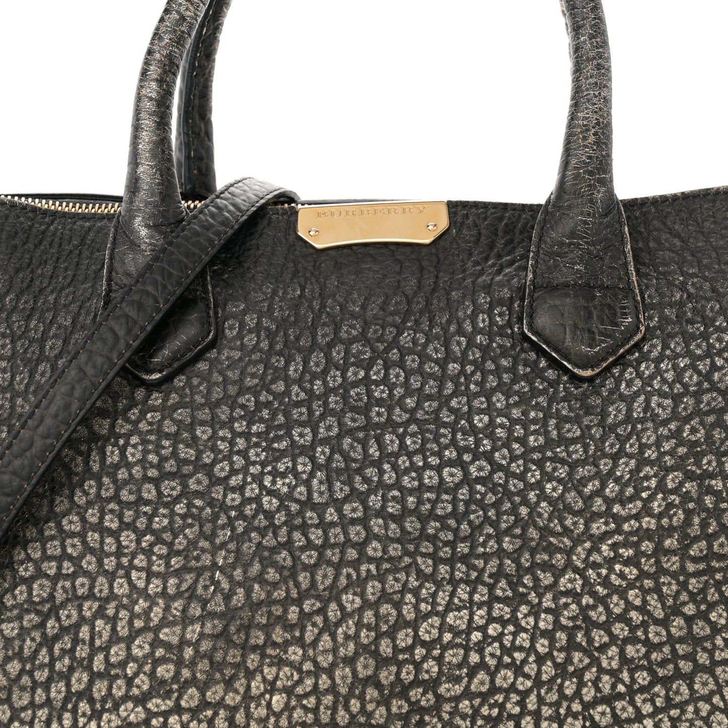 Gradient Metallic Signature Grain Medium Dewsbury Tote Black Gold