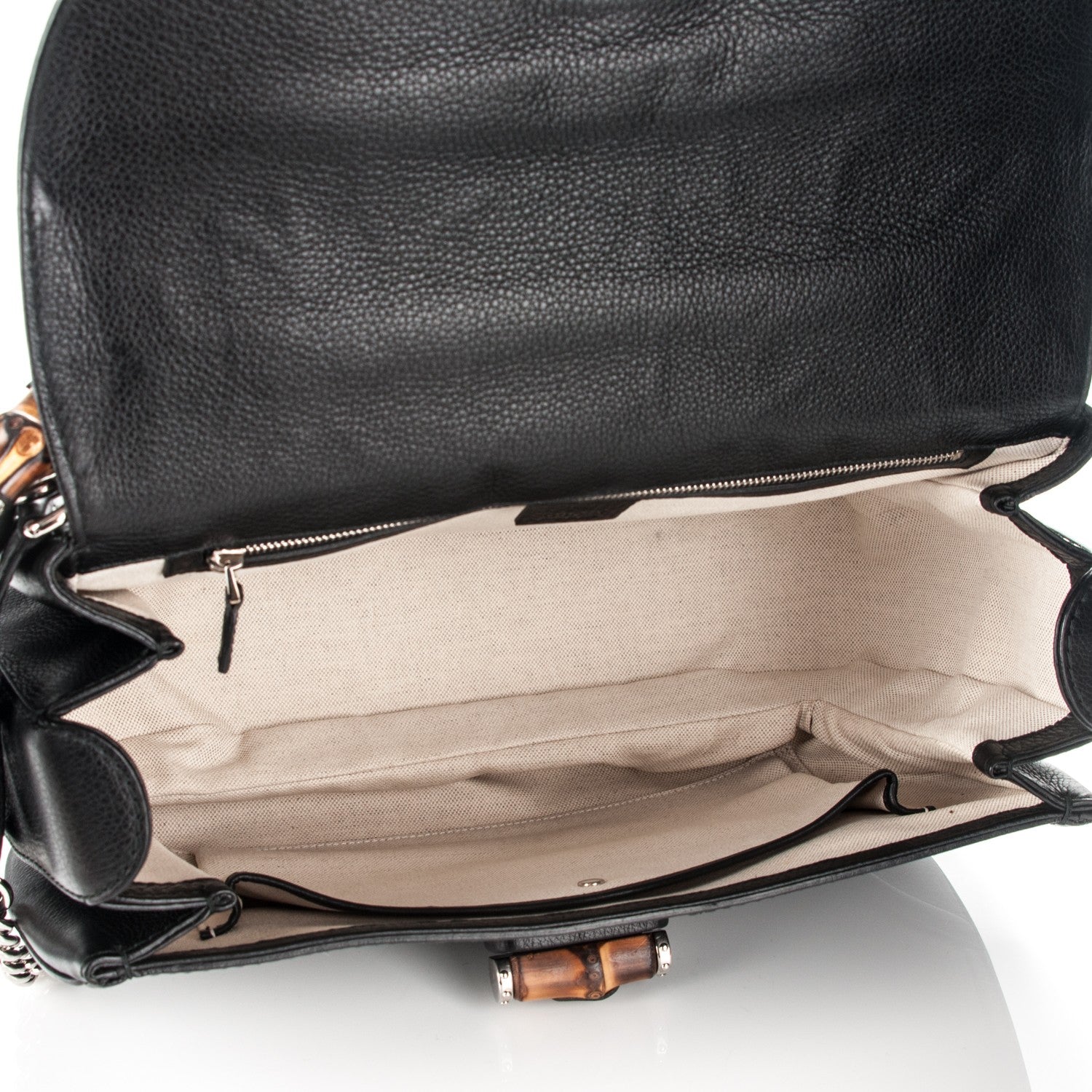 Gucci Pebbled Calfskin Large New Bamboo Top Handle Bag Black 5 of 7