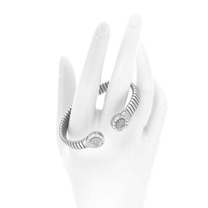 Bulgari Stainless Steel Diamond Tubogas Cuff Bracelet 2 of 4