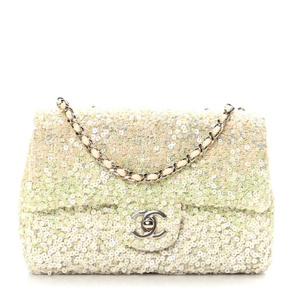 Chanel Shaded Sequin Mini Flap Light Green White Ecru 1 of 10