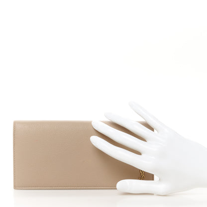 Saint Laurent Calfskin Tiny Monogram Cassandre Wallet Dark Beige 2 of 7