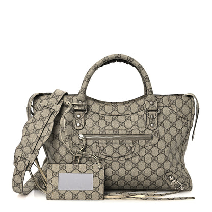Balenciaga X GUCCI GG Supreme Monogram Neo Classic Silver Hardware City Beige Ebony 3 of 11