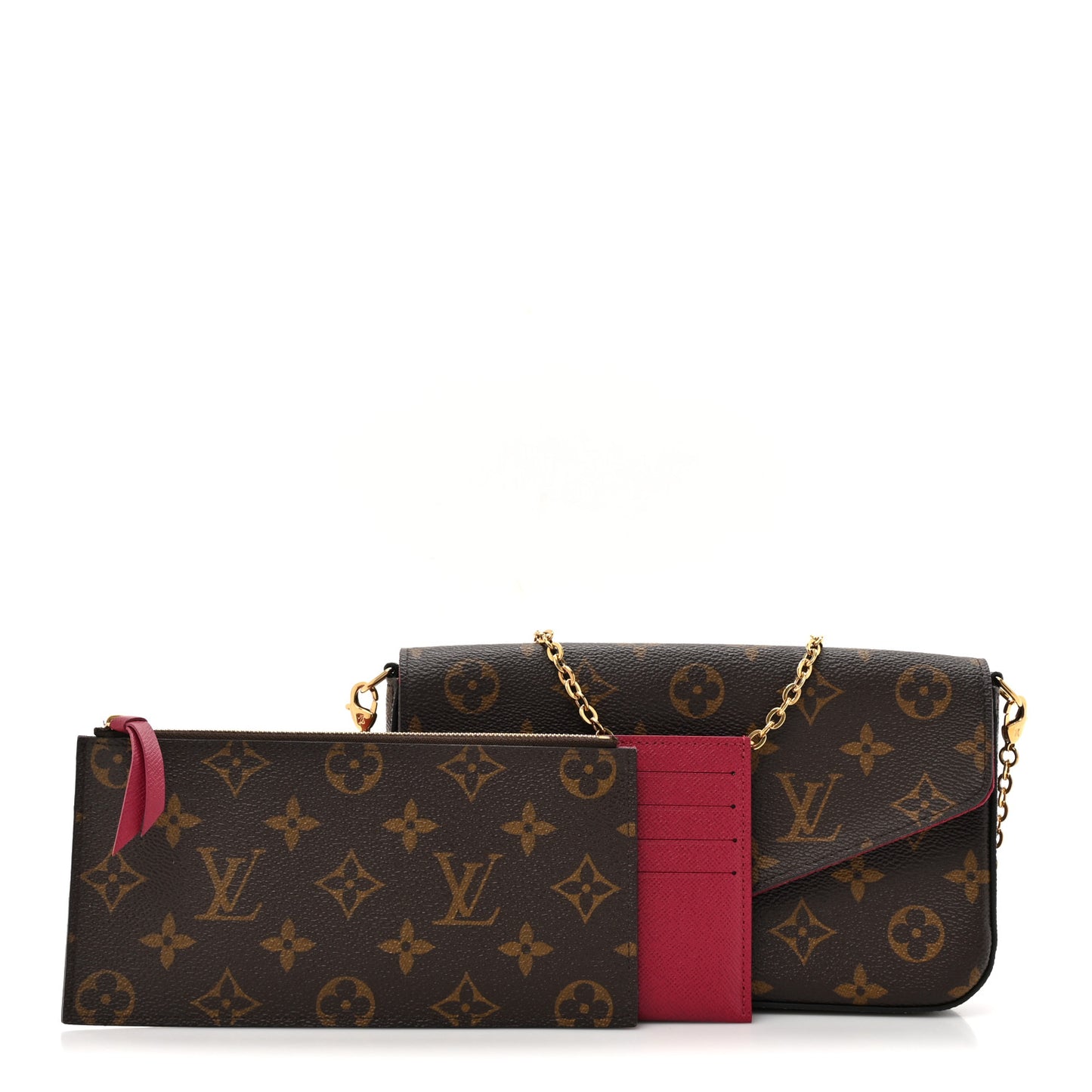 Monogram Pochette Felicie Chain Wallet Fuchsia