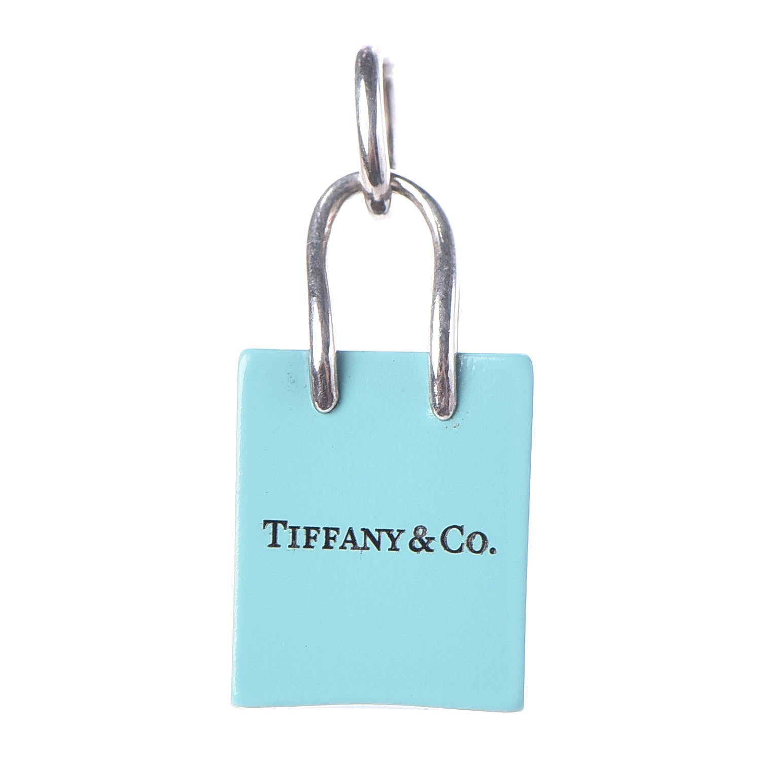 Tiffany Sterling Silver Enamel Shopping Bag Charm Pendant 1 of 3