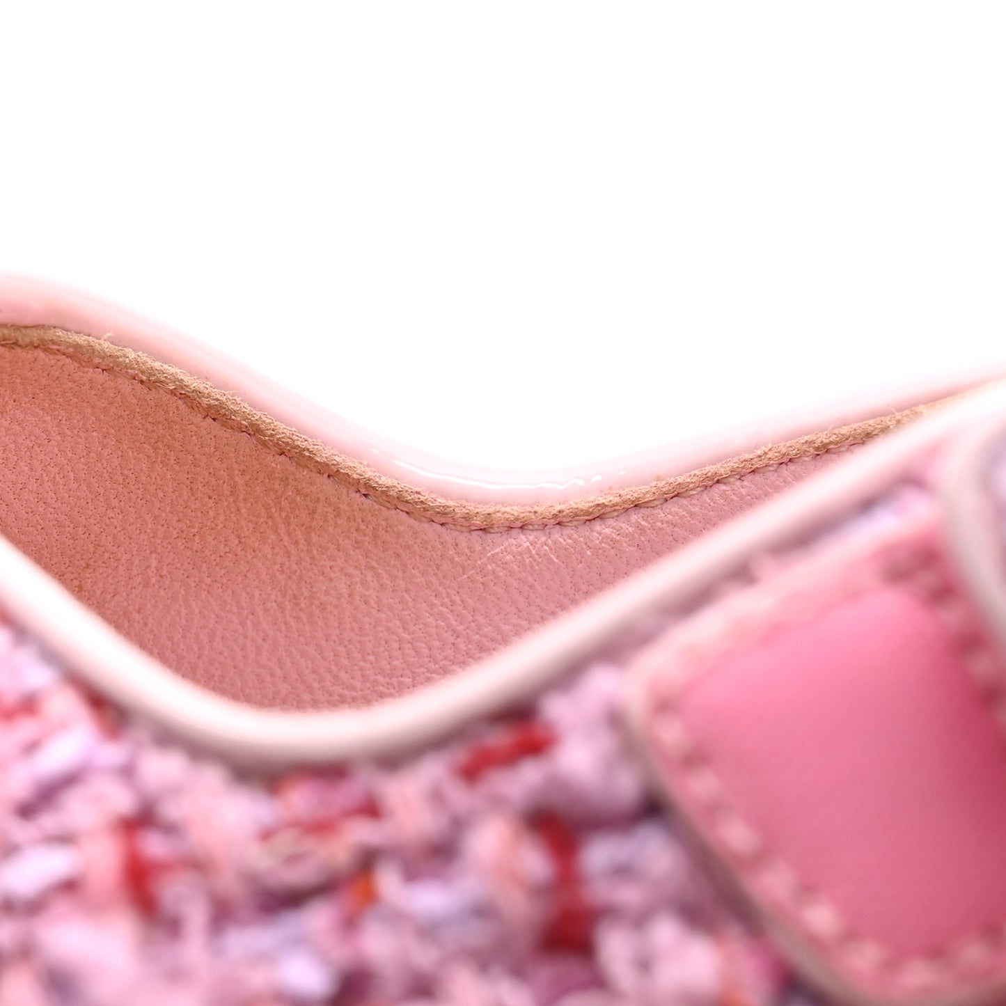 Tweed Patent Calfskin Velcro Dad Sandals 37.5 Pink Multicolor