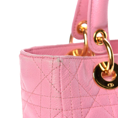 Christian Dior Grained Calfskin Cannage Medium Lady Dior Pink 16 of 29