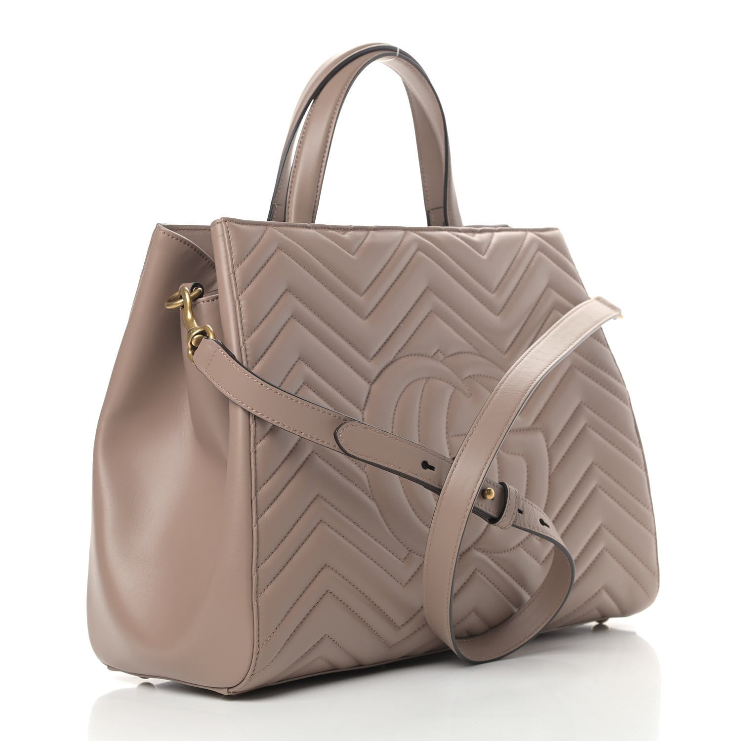 Gucci Calfskin Matelasse Medium GG Marmont Tote Porcelain Rose 3 of 10