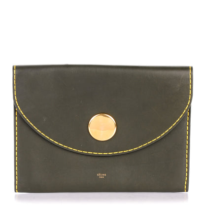 Celine Smooth Calfskin Orb Clutch Khaki 1 of 8