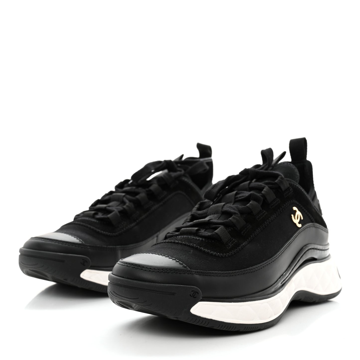 Velvet Calfskin Mixed Fibers CC Sneakers 39 Black