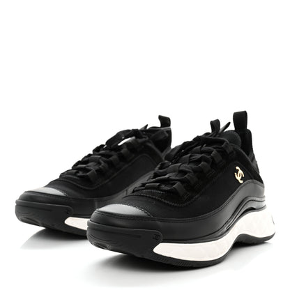 Chanel Velvet Calfskin Mixed Fibers CC Sneakers 39 Black 3 of 9