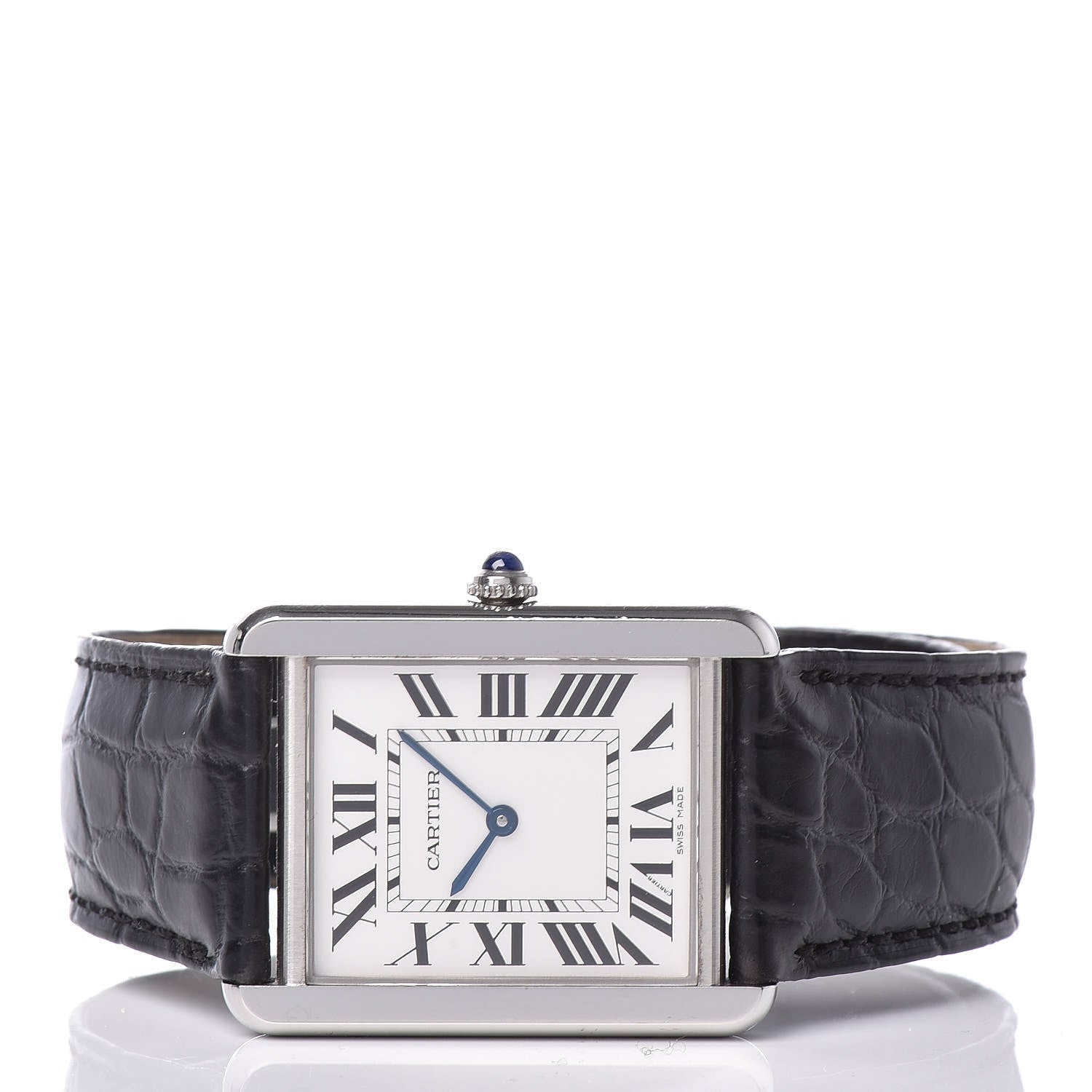 Cartier Stainless Steel Alligator 27mm Tank Solo Quartz Watch 3 of 11