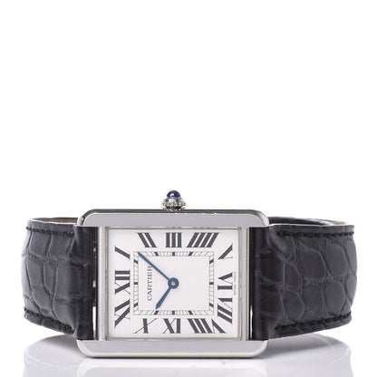 Cartier Stainless Steel Alligator 27mm Tank Solo Quartz Watch 3 of 11