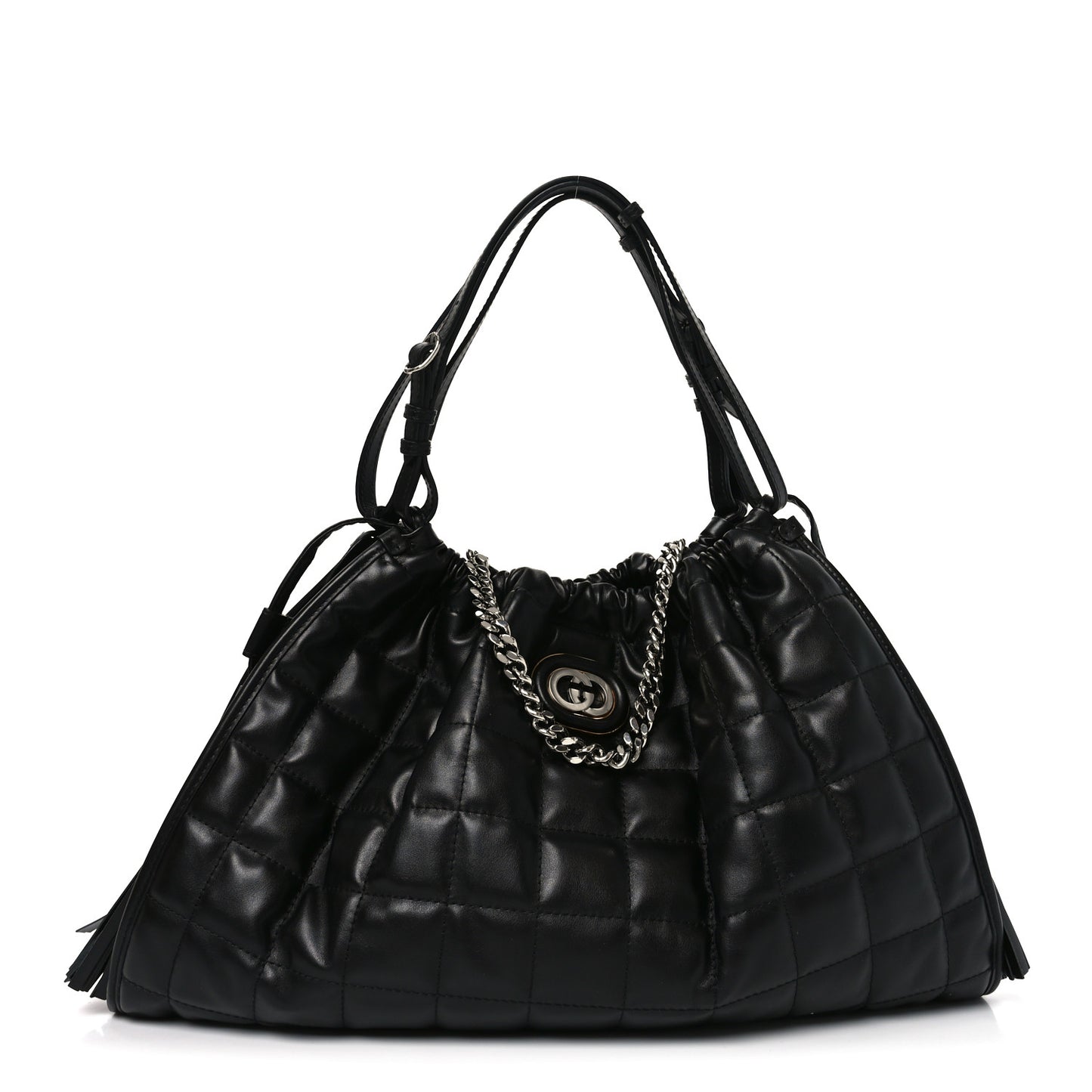 Calfskin Quilted Medium Deco Tote Bag Black