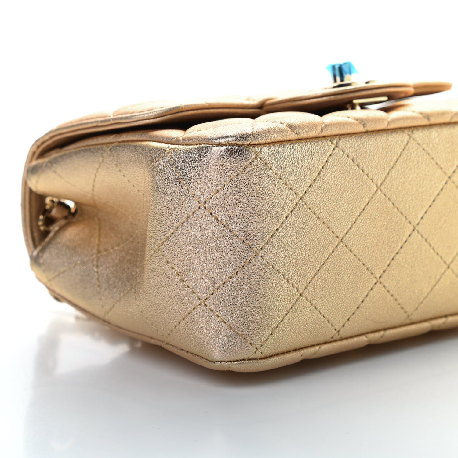 Chanel Metallic Lambskin Quilted Mini Square Flap Gold 9 of 11